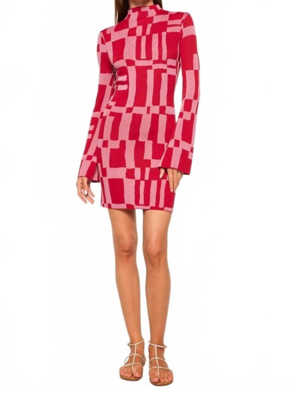 MISA Los Angeles Pink Geometric Kalen Mini Dress
